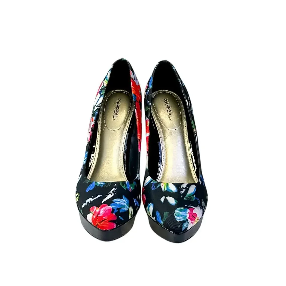 X Appeal Multicolor Floral Platform Pumps - Size 7.5